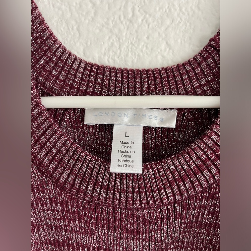 London Times Long Sleeve Cold Shoulder Fit & Flare Sweater Dress Size Large - Picture 5 of 7